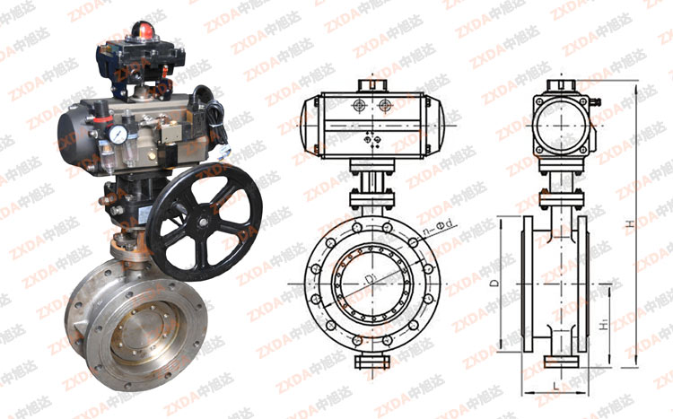 D643H气动法兰蝶阀结构图