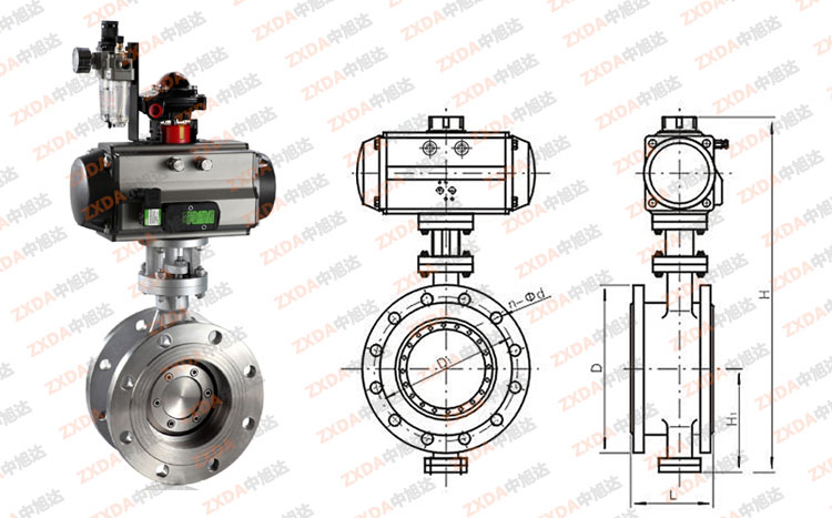 气动不锈钢法兰蝶阀结构图