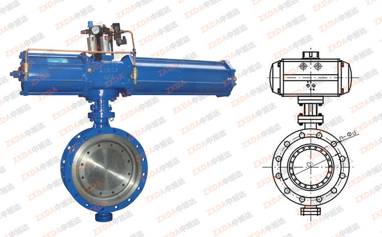 气动三偏心蝶阀结构图