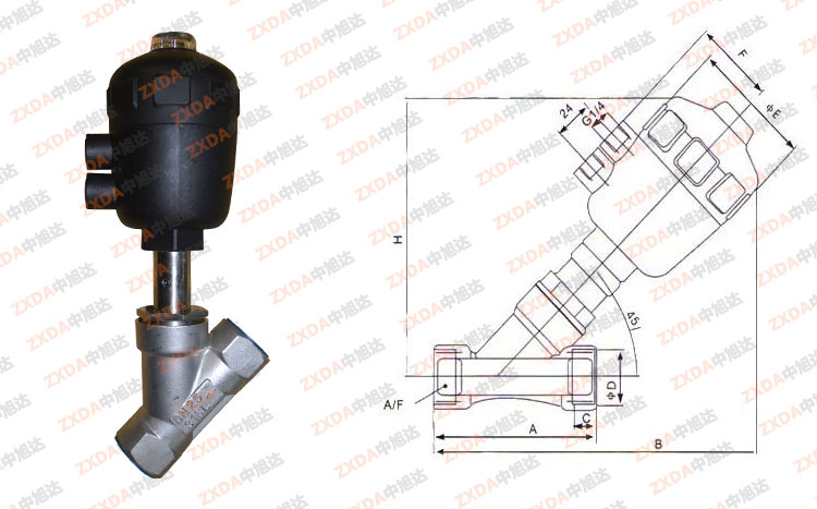 气动丝扣角座阀结构图