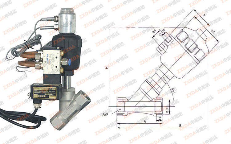 气动Y型角座阀结构图